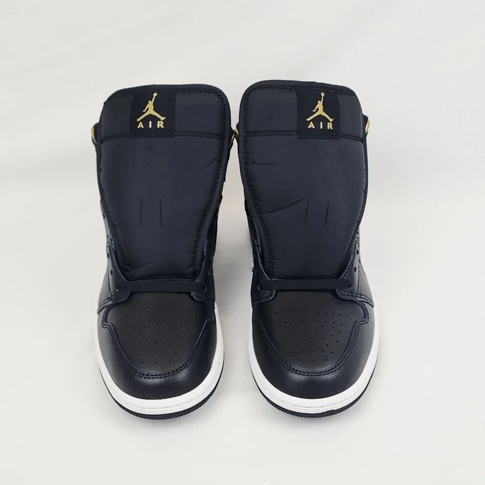 Air Jordan 1 Mid Sneakers Black/White/Metallic Gold